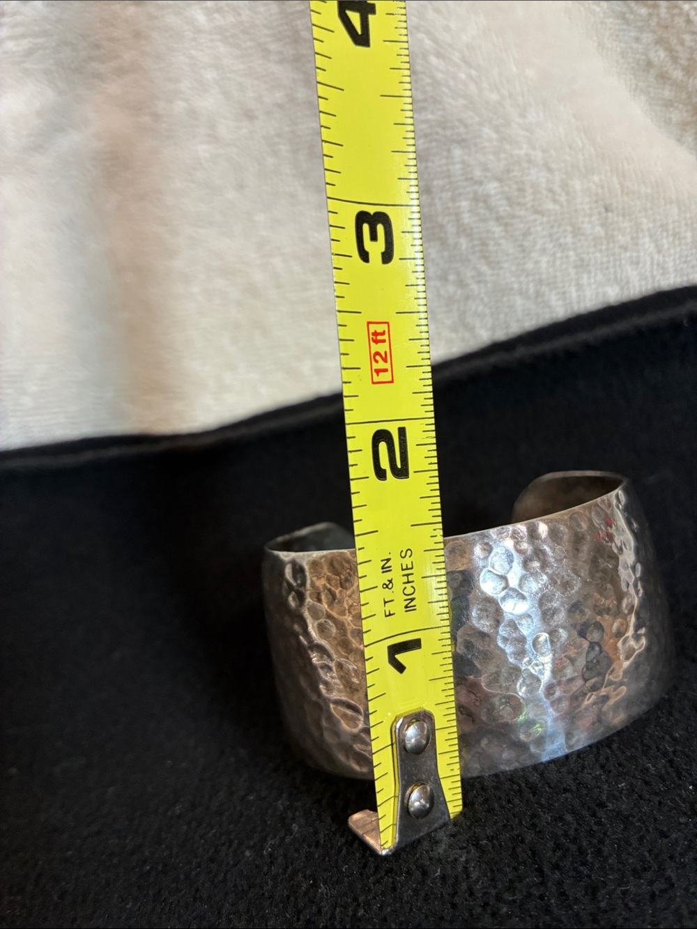 Taxco Hammered Silver Wide Cuff Bracelet - Picture 2 of 5